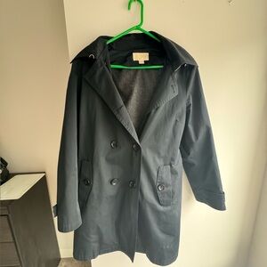 Michael Kors lined black rain jacket mid length